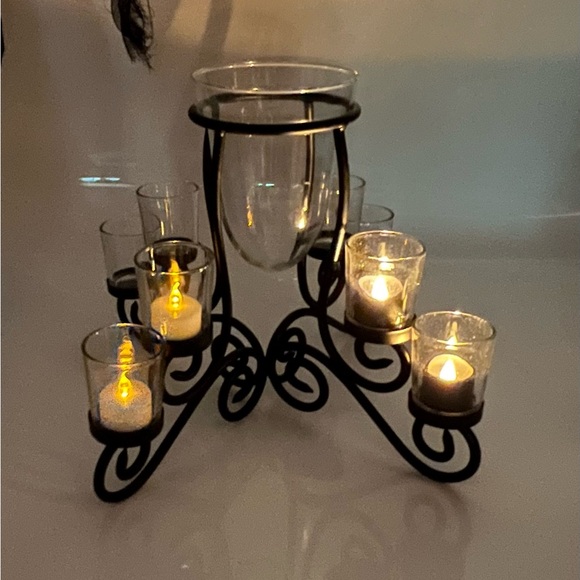 Vintage Wrought Iron Votive Candle With Vase Centerpiece NEW - Picture 6 of 16